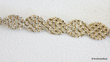 Silver Shimmer Circle Faux Leather Trim Lace, 10 mm Wide